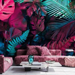 Foglie tropicali buccia e bastone murale colorato 3d carta <span class=keywords><strong>da</strong></span> parati autoadesiva - Product Image 3