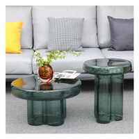 Meubles de style nordique centre de café rond bas de luxe petite table basse d'appoint en verre moderne