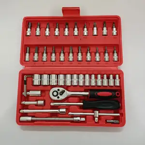 46-teiliges metrisches Steckschlüssel-Set Ratsche Torch-Schlüsselanlage 1/4" Laufwerkzeug Reparaturwerkzeug mit Hülle