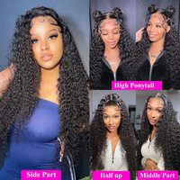Perruque Lace Frontale 13x4 sans colle en Cheveux Humains Vierges Brésiliens Ondulés Naturels, Dentelle HD, pour Femmes Noires - Vente en Gros