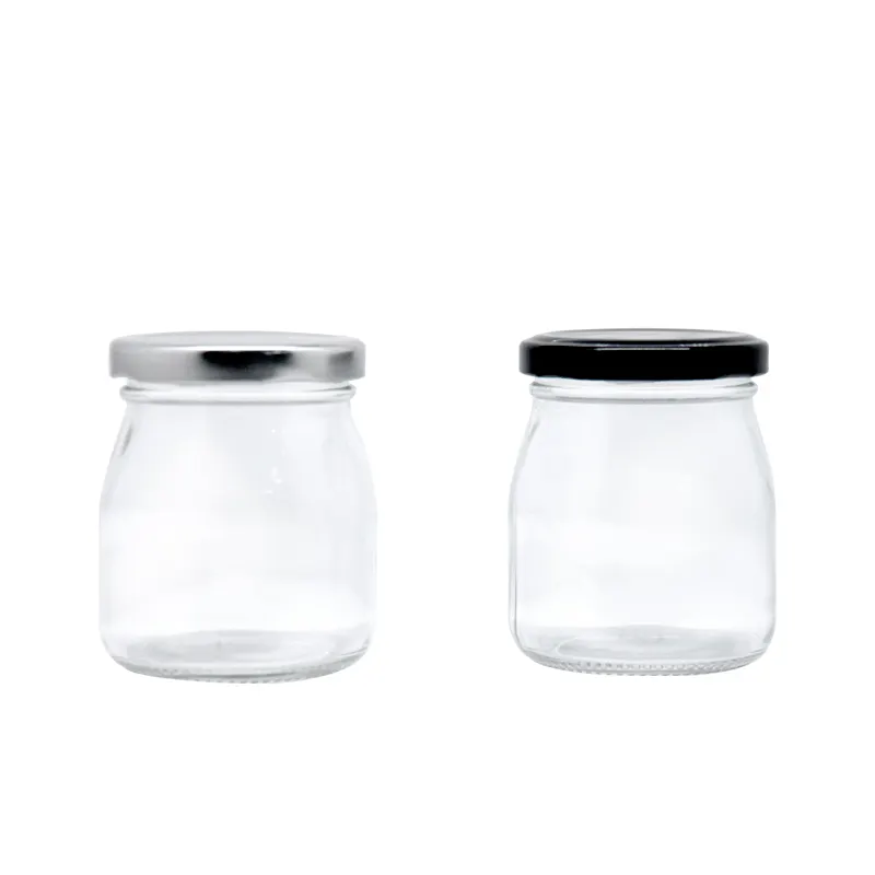 Pot en verre pour Pudding à lait vide, de 100ml, 150ml, 200ml, pour yaourt, avec couvercle en métal ou en plastique
