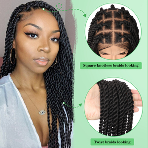 Peluca Trenzada Estilo Africano de Encaje Completo Hecha a Mano de 36 Pulgadas, Trenza Senegalés con Cabello <span class=keywords><strong>BB</strong></span> para Uso Diario de Mujeres Negras, con 4 Opciones de Color - Product Image 3