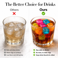 Glaçons en plastique réutilisables colorés, pierres à whisky non diluantes, pour rafraîchir les boissons, outils de bar