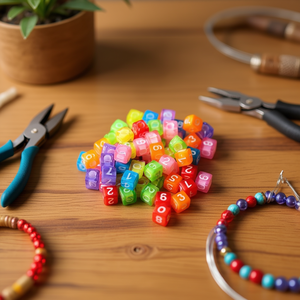 Perline Numerate ILAN 6x6mm per Creazione di Gioielli Fai-da-Te - Product Image 2