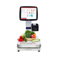Balance tactile POS ZHONGJI TS4 15 pouces avec écran tactile, capacité de 60 kg, plateforme de 500x400 mm, imprimante intégrée de 58 mm pour fruits et légumes