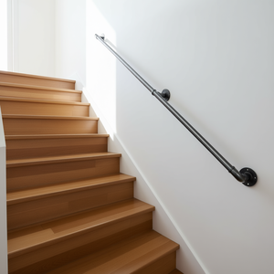 Rampe industrielle en acier au carbone de 11 pieds à fixation murale pour escaliers intérieurs, conception droite, garde-corps métallique - Product Image 2