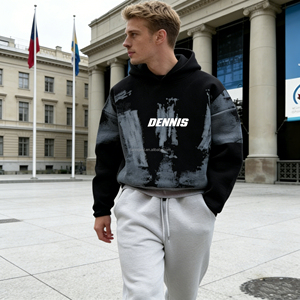 Sudaderas con Capucha para <span class=keywords><strong>Hombre</strong></span>, 100% Algodón, Estilo Urbano Unisex, Sudadera Corta Negra de Felpa Francesa de Alta Calidad Personalizada - Product Image 2