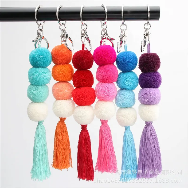 Purse Handtassen Bag Decor Charms Hanger Sleutelhanger Voor Vrouwen Kleurrijke Boho Lange Tassel Sleutelhanger Pompom Sleutelhanger Met Kwastje