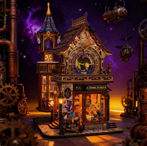 Rompecabezas 3D hecho a mano <span class=keywords><strong>del</strong></span> Castillo <span class=keywords><strong>del</strong></span> <span class=keywords><strong>Mago</strong></span>, soporte para libros DIY, <span class=keywords><strong>casa</strong></span> pequeña, juguete 3D ensamblado a mano, escena en miniatura - Product Image 2