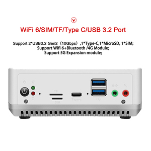 Limyee N100 <span class=keywords><strong>Mini</strong></span> <span class=keywords><strong>PC</strong></span> pour les jeux 12th Gen Alder Lake DDR5 <span class=keywords><strong>Gamer</strong></span> Wi-Fi ordinateur de poche avec 2 LAN pour les prises AU US EU - Product Image 5