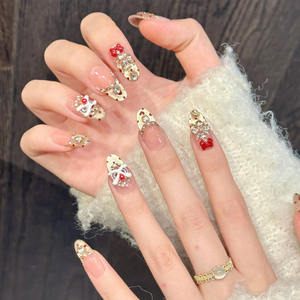 Diseño # 3441 # 3443 # 3445 # 3447 <span class=keywords><strong>Uñas</strong></span> Postizas de Alta Calidad con Diseño de <span class=keywords><strong>León</strong></span> Bailarín en 3D para el Año Nuevo Chino, <span class=keywords><strong>Uñas</strong></span> de Lujo con Efecto Ojo de Gato, Hechas a Mano - Product Image 4