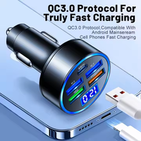 150W Chargeur de voiture LED Charge rapide Type C PD QC3.0 Adaptateur de téléphone USB Allume-cigare de voiture pour chargeur rapide de téléphone