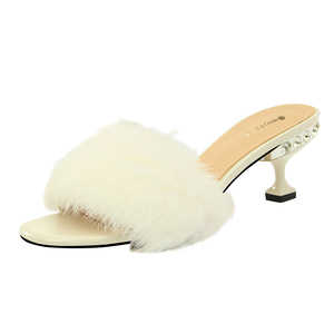 692-1 alla moda ed elegante fuori indossa mezza slipper trapano acqua bene <span class=keywords><strong>con</strong></span> <span class=keywords><strong>tacco</strong></span> alto MAO MAO dei capelli del coniglio pantofole - Product Image 3