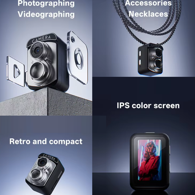 Mini Digital Camera Vintage Style Pocket Camera FHD Thumb Camera Video Recording Retro Portable Dual Lens Camera Kids