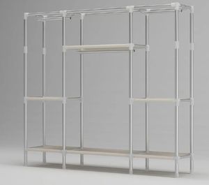 Tubo in acciaio rinforzato doppio o singolo armadio domestico tessuto ispessito mobili camera da letto Design semplice - Product Image 2