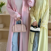Abaya Modeste Sharut EID Ramadan Dubaï pour Femmes, Robe Islamique en Dentelle Florale Nida, Robe Musulmane Ouverte pour Femmes 2026