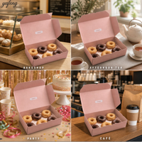 Vente en gros de produits de boulangerie écologiques personnalisés avec logo, en papier couché de qualité alimentaire, gaufrage, fermeture magnétique, pour beignets, gaufres, pâtisseries, biscuits, desserts