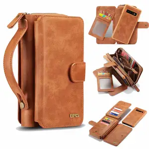 Brieftasche Fall PU Leder Flip Folio Abdeckung Zipper Geldbörse Kupplung mit 11 Karte Slot Für Samsung Galaxy S7 S8 S9 s10 Plus Hinweis 8 9 10