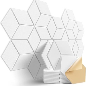 Paneles acústicos de tela de Fieltro de Poliéster con absorción de ruido ranurado en V personalizado de colores ricos decoración de paredes interiores Tiels hexagonales - Product Image 1