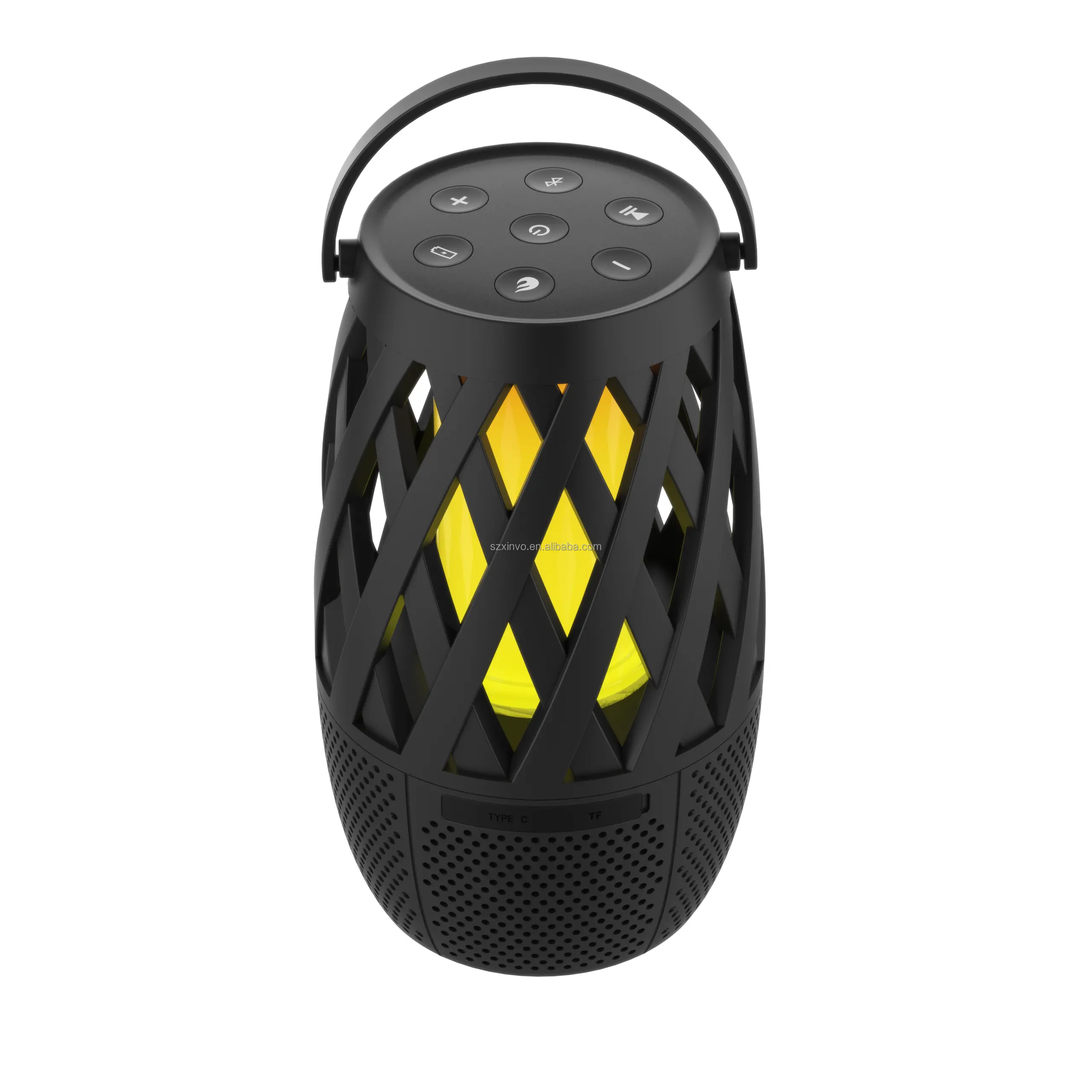Alto-falantes portáteis Bt Outdoor LED Flame Speaker com som alto para Camping Pátio com áudio HD para festa
