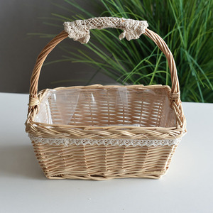 Cestas de flores, cestas de picnic, cestas de mimbre para arreglos florales, cestas portátiles de bambú y mimbre para compras al aire libre. - Product Image 4