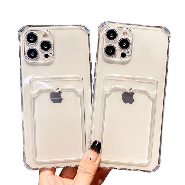 Anti-Shock Transparent TPU for Airbag Card Slot Clear Case with Card Holder for iPhone 17 Pro Max Mobile Phone 18