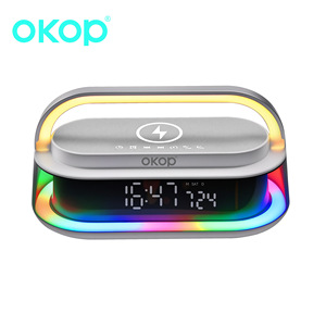 OKOP575 Reloj <span class=keywords><strong>Despertador</strong></span> con Carga Inalámbrica de 15W, Luz Ambiental RGB, Ruido Blanco, Altavoz para Hogar/Oficina, OEM - Product Image 5