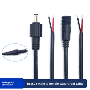 مقبس DC5521 ذكر-أنثى مع قفل مقاوم للماء محول طاقة تيار مستمر 18AWG سلك يستخدم لشريط أضواء CCTV السيارات - Product Image 4