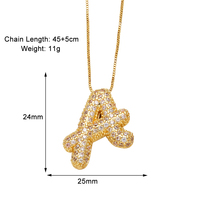 ASJEWELRY Collar con Colgante de Letra 3D de Latón Chapado en Oro de 18K, con Micro Pavé de Circonitas, Collar con Nombre Inicial, Venta al por Mayor 2608 Nkez14