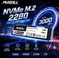 PUSKILL SSD RAM M.2 2280 NVMe PCIe 3.0 SSD 128GB-1TB 3000MB/s Drive Solid State Internal Kecepatan Tinggi untuk Laptop Gaming PC Desktop