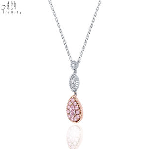สร้อยคอเพชรทรงลูกแพร์ระดับไฮเอนด์ ทองคำแท้ 18K ประดับเพชรชมพูธรรมชาติ ดีไซน์หรูหรา สำหรับผู้หญิง ของขวัญวันครบรอบ - Product Image 2