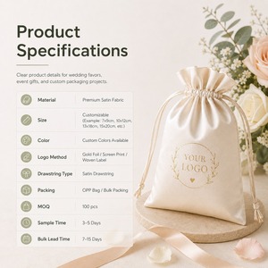 <span class=keywords><strong>Sac</strong></span> en satin lisse avec cordon de serrage, personnalisable avec logo, emballage de luxe pour cadeaux de fête et de vacances, idéal pour le marché nord-américain - Product Image 4