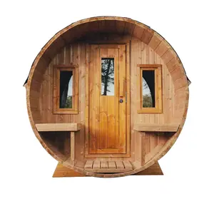 Hot Sale Red Cedar Barrel Sauna With Bubble Window