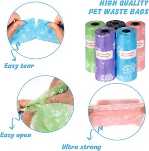 ถุงเก็บอุจจาระสุนัขแบบย่อยสลายได้ ป้องกันการรั่วซึม จัดส่งรวดเร็ว 15 ถุง ลายอุ้งเท้า ขนาด 33x22.8 ซม. (8 สี) - Product Image 4