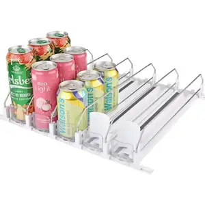 Dispenser tampilan minuman Soda dapat Organizer untuk toko ritel kapasitas besar mendorong sendiri pendorong minuman untuk kulkas