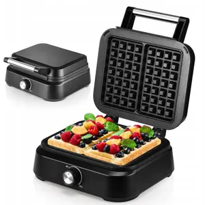 Aangepaste Elektrische Afneembare Belgium Ronde Hete Verkoop 4 Slice Vaste Sandwich Wafel Maker Grill En Nootachtige Maker