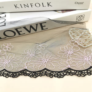 Haute qualité mode 21cm de large brodé fleur noir maille dentelle garniture pour femmes Lingerie sous-vêtements - Product Image 1