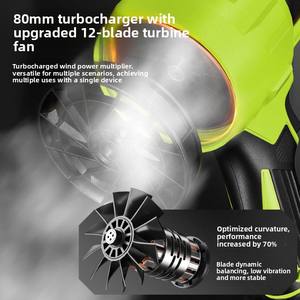 Souffleur à feuilles turbo à batterie industrielle, ventilateur puissant, moteur sans balais, séchage de voiture, souffleur à neige portatif, nettoyage de jardin - Product Image 3