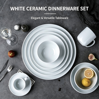 Service de table en porcelaine blanche de style européen, design moderne et élégant, finition mate, avec logo personnalisé, kit de tasses portables