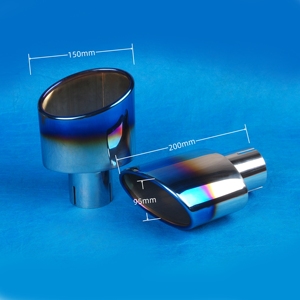 Tubo de escape ovalado de acero inoxidable 150 con punta <span class=keywords><strong>azul</strong></span> quemada de 304 MM, silenciador de coche, Punta final, accesorio de escape de rendimiento pulido - Product Image 2