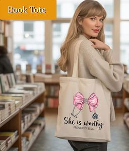 Sac fourre-tout esthétique pour cadeaux chrétiens, sac fourre-tout religieux pour l'étude de la Bible, taille moyenne avec poche intérieure - Product Image 2