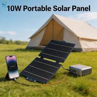 Panneau solaire monocristallin pliable mini 10W, efficacité 22%, noir, étanche, chargeur solaire portable USB pour les voyages en plein air