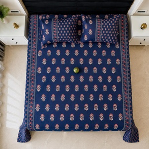 Blue Bedding Bedsheets <b>King</b> <b>Size</b> Cotton Bed <b>Sheet</b> Set Soft Floral Bedding 102 x 102 Flat <b>Sheet</b> with 2 Pillow Covers - Product Image 6