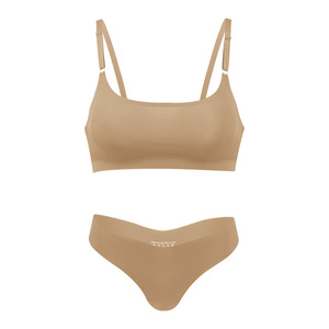 Conjunto de lencería diaria sin costuras, fino, de talla grande, con sujetador sin aros en forma de T, realce push-up, diseño tejido transpirable y corte alto. - Product Image 5