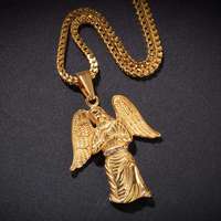 Collares de joyería de moda de acero inoxidable, collar con colgante de alas de Ángel chapado en oro, collar de joyería de Hip Hop
