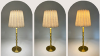 Lampe de table sans fil rechargeable à commande tactile, abat-jour finement plissé, corps doré, lumière d'ambiance portable pour bar, restaurant