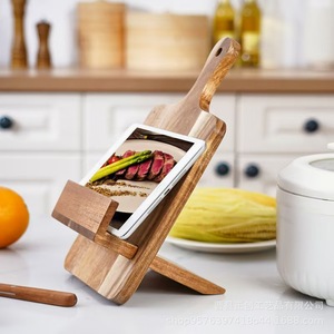 Wooden <b>Tablet</b> <b>Stand</b> Adjustable Desktop Holder For Kitchen Recipe Display Solid Wood Multifunctional <b>Stand</b> - Product Image 4