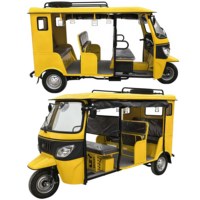 Tuk-tuk à essence pour passagers, tricycle à 3 roues avec toit entièrement couvert, porte-bagages et roue de secours pour le transport en taxi urbain
