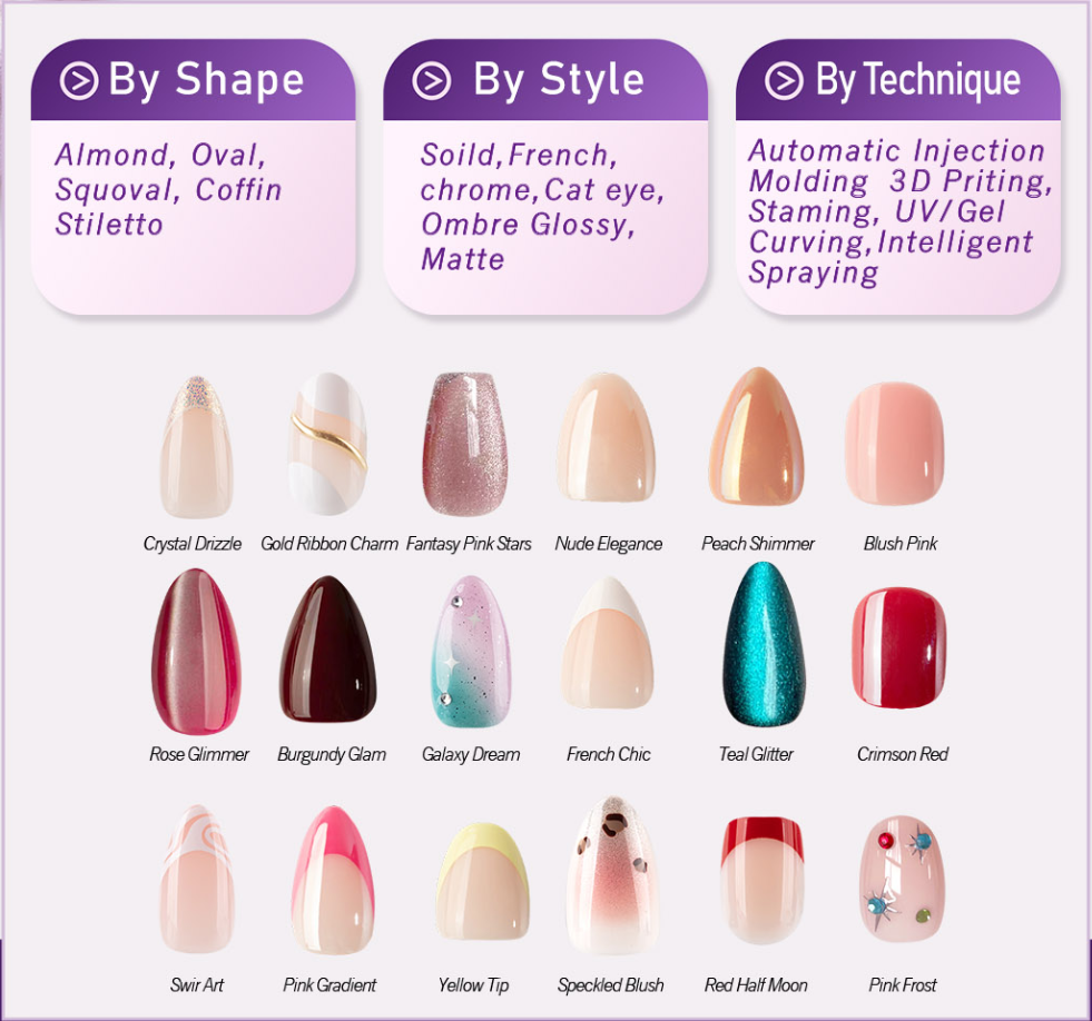 Easywell Wholesale 30pcs Custom Logo Luxury French Fake Artificial Nails Press on Tip Soft Acrylic Gels Press on Nails Set