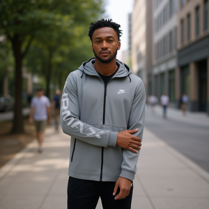 Chaqueta Deportiva con Media Cremallera y Capucha para <span class=keywords><strong>Hombre</strong></span> <span class=keywords><strong>de</strong></span> <span class=keywords><strong>Nike</strong></span>, Gris, <span class=keywords><strong>de</strong></span> Forro Polar <span class=keywords><strong>de</strong></span> Poliéster, Transpirable, para Otoño, con Estampado del Logotipo <span class=keywords><strong>de</strong></span> Air Max - Product Image 2